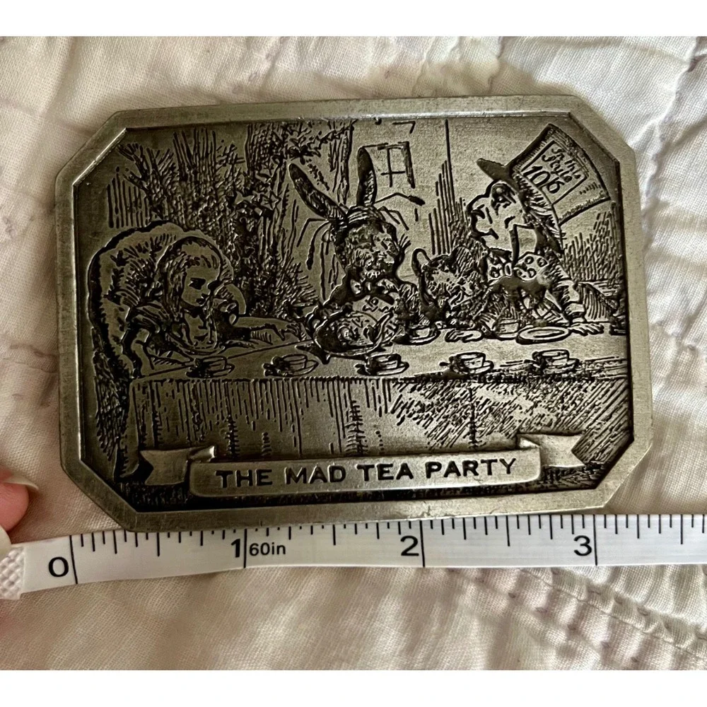 Vintage 1974 Bergamot Brass Works Mad Hatter Alice in Wonderland Belt Buckle